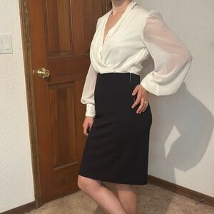 Alexia Admor Ivory & Black Pencil Dress